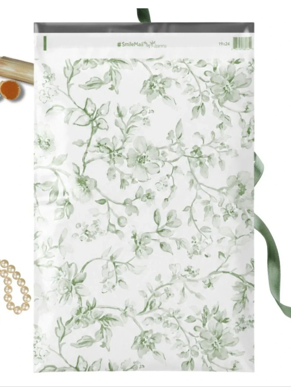 10 19X24 Poly Mailers Green Floral